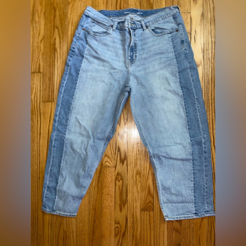 Old Navy Blue High-Rise Barrel Leg Jeans